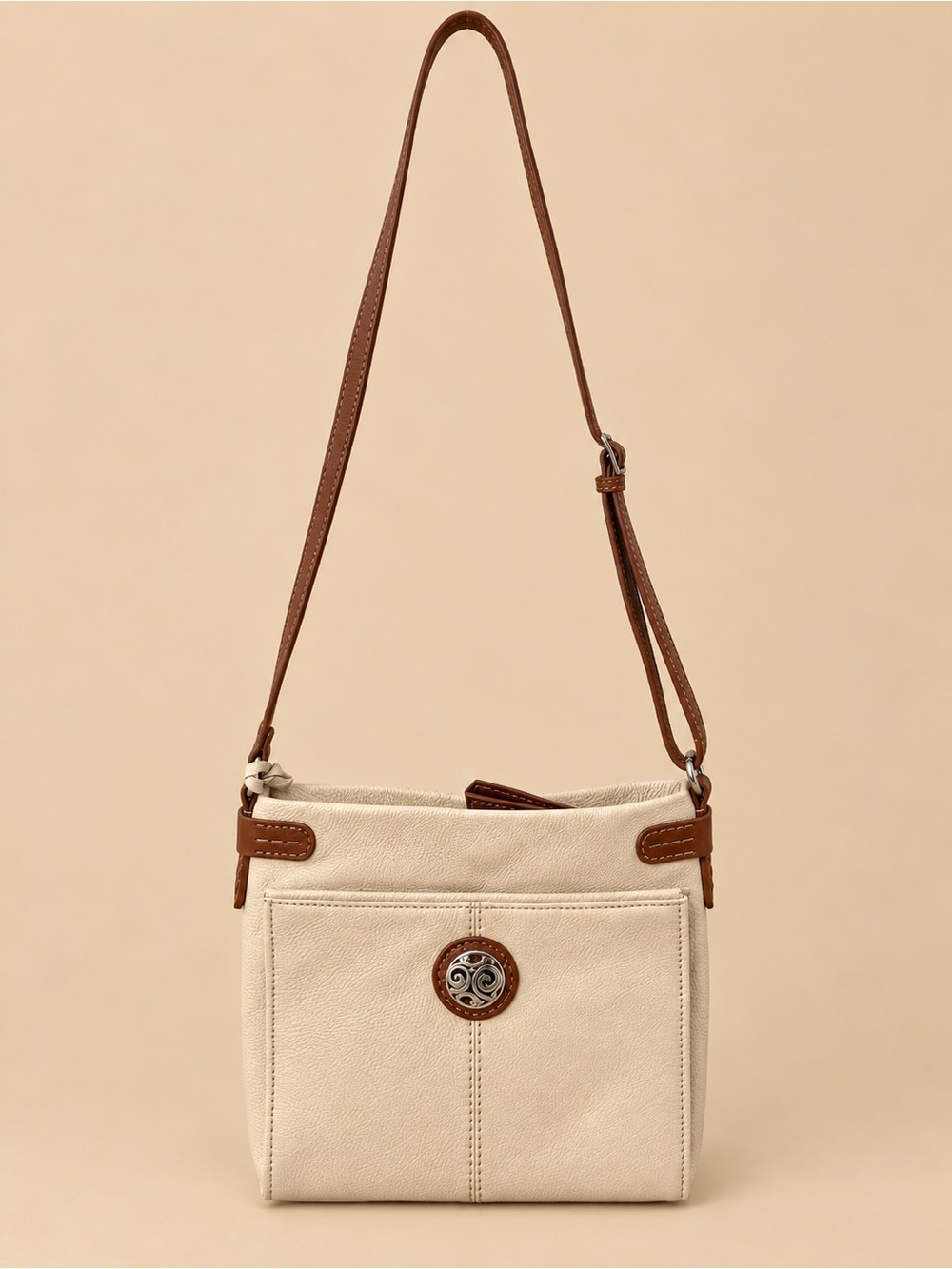 Brighton Women's Cream Crossbody Bag with Brown Trim